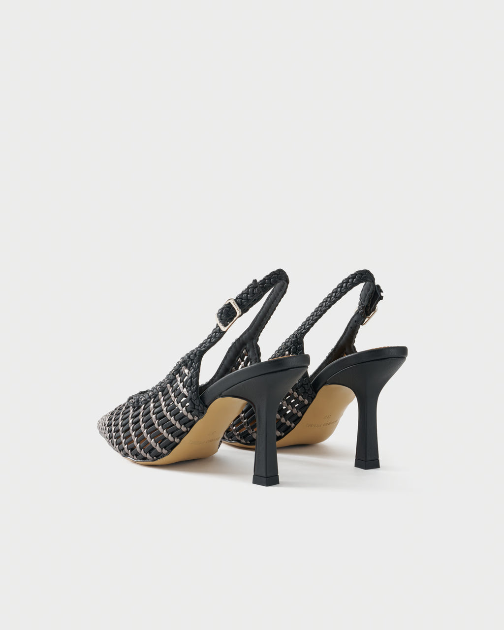 Pointed-toe slingback pump with laminated woven upper