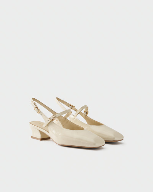 Square-toe slingback pump in patent leather