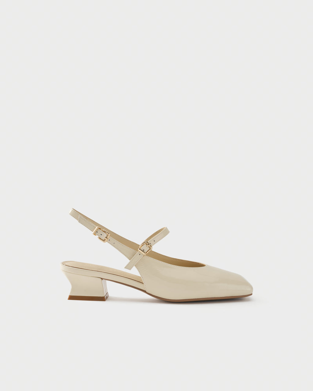 Square-toe slingback pump in patent leather