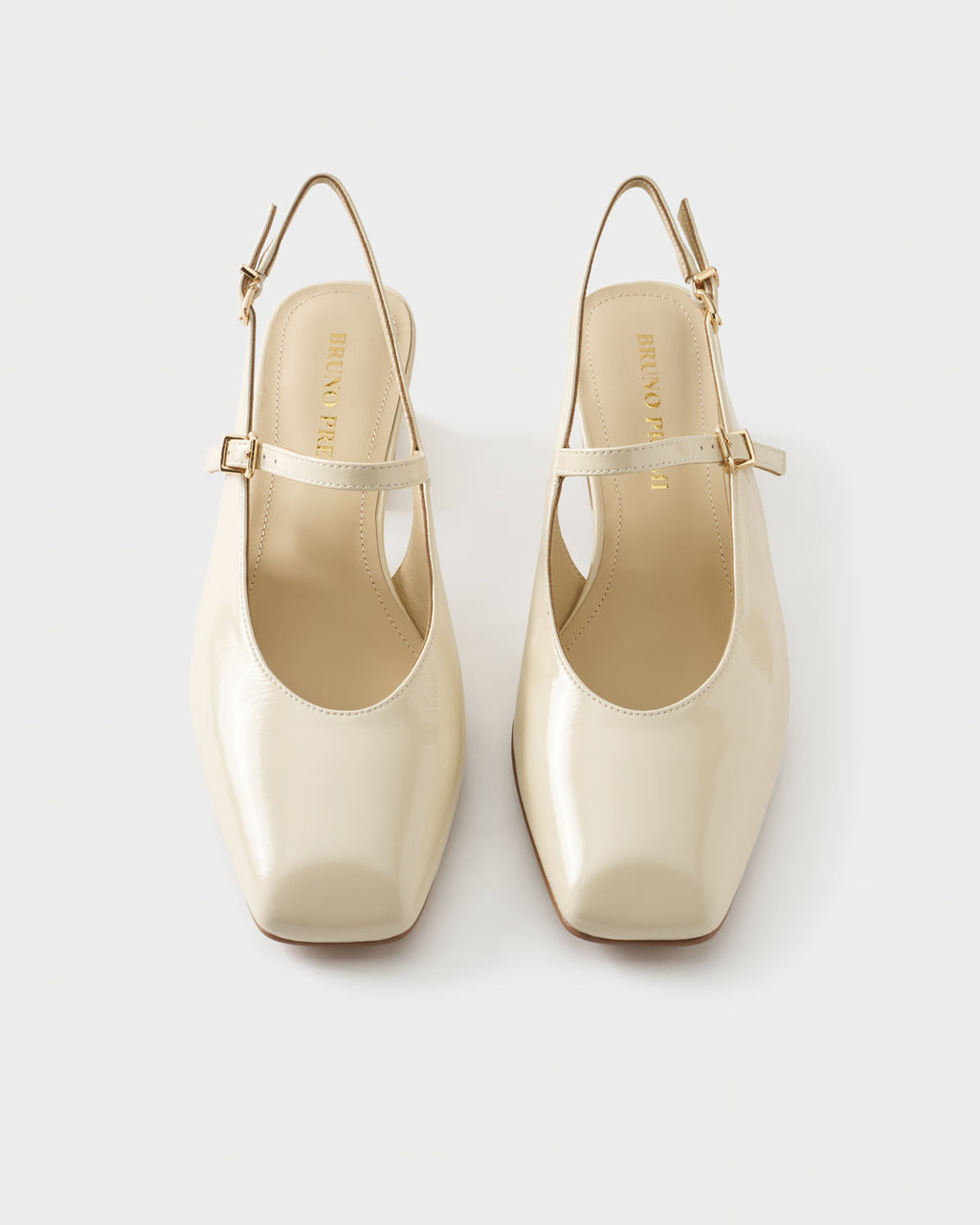 Square-toe slingback pump in patent leather