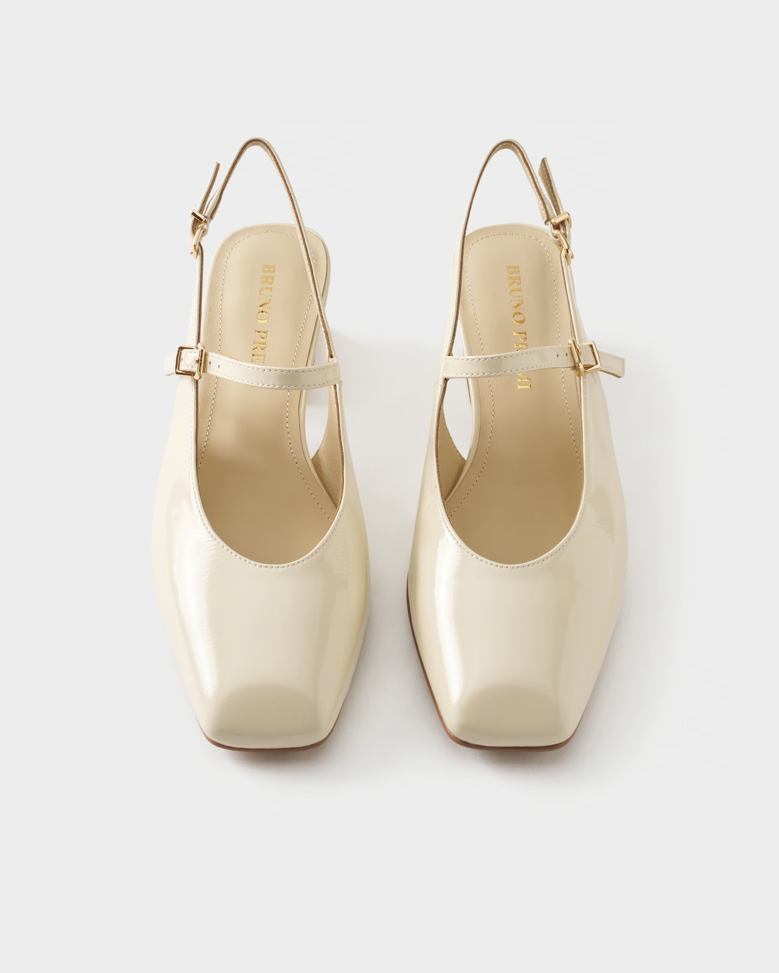 Square-toe slingback pump in patent leather