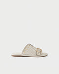 Perforated slide sandal in leather