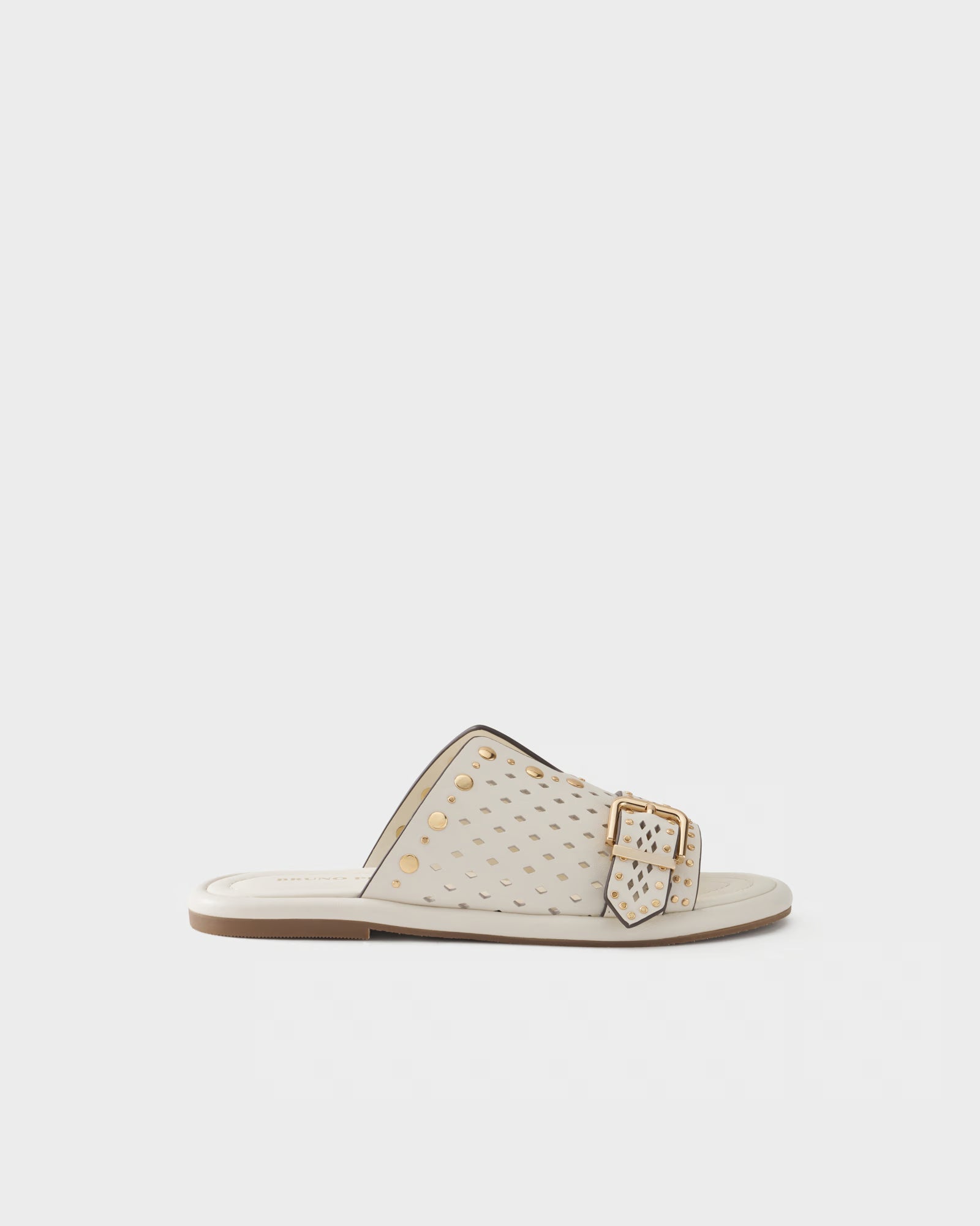 Perforated slide sandal in leather