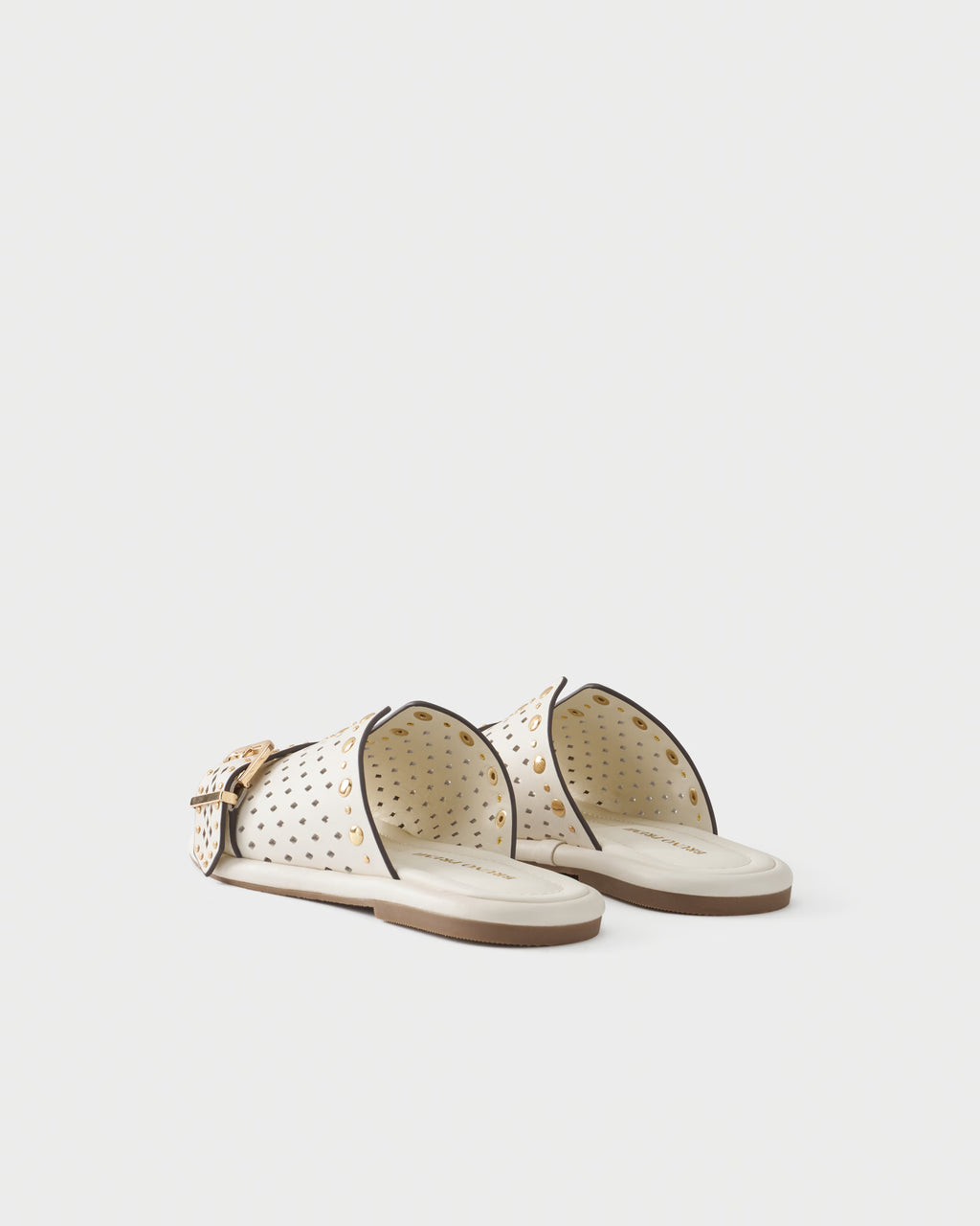 Perforated slide sandal in leather