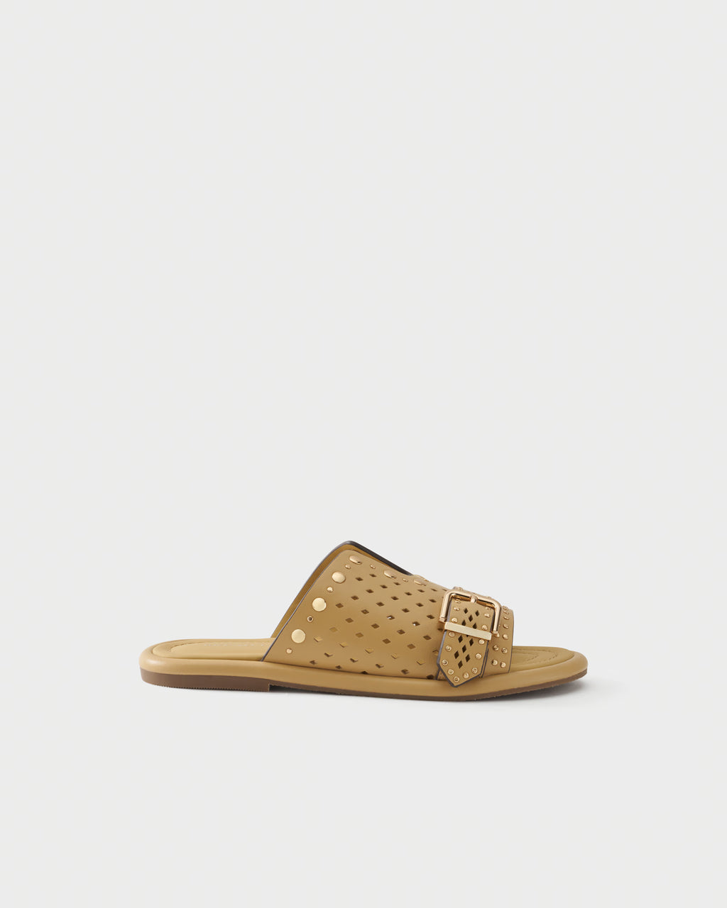 Perforated slide sandal in leather