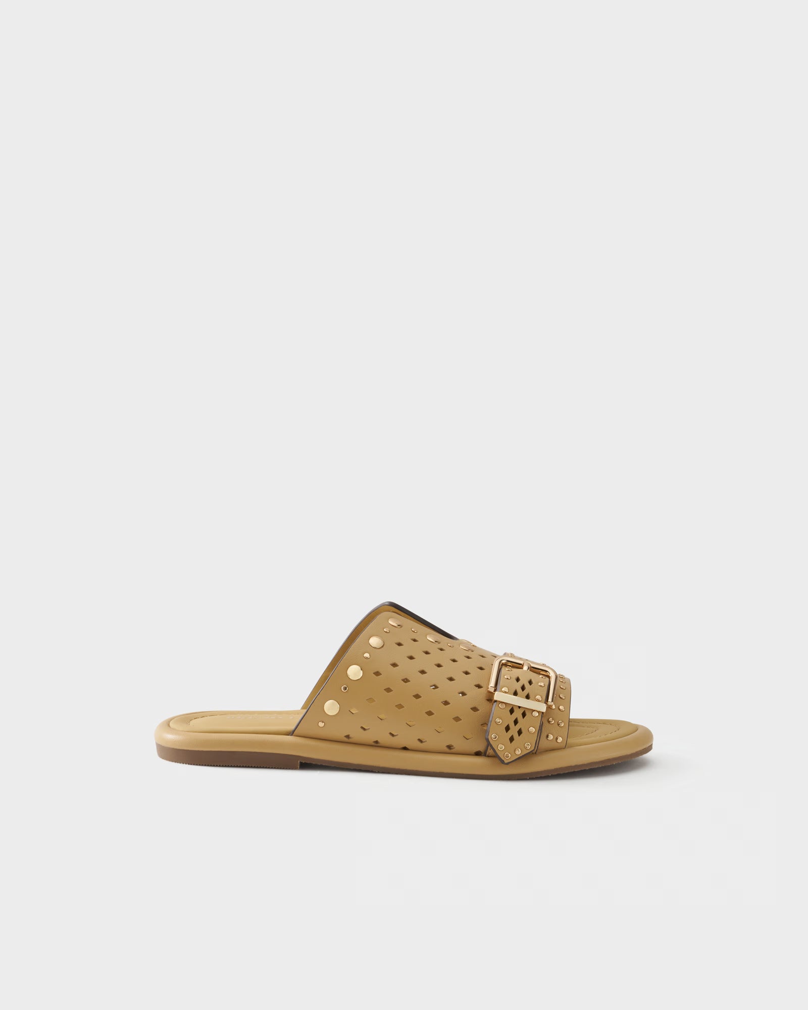 Perforated slide sandal in leather