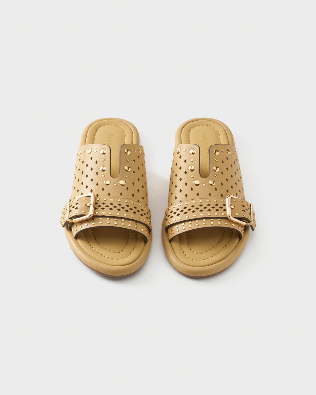 Perforated slide sandal in leather