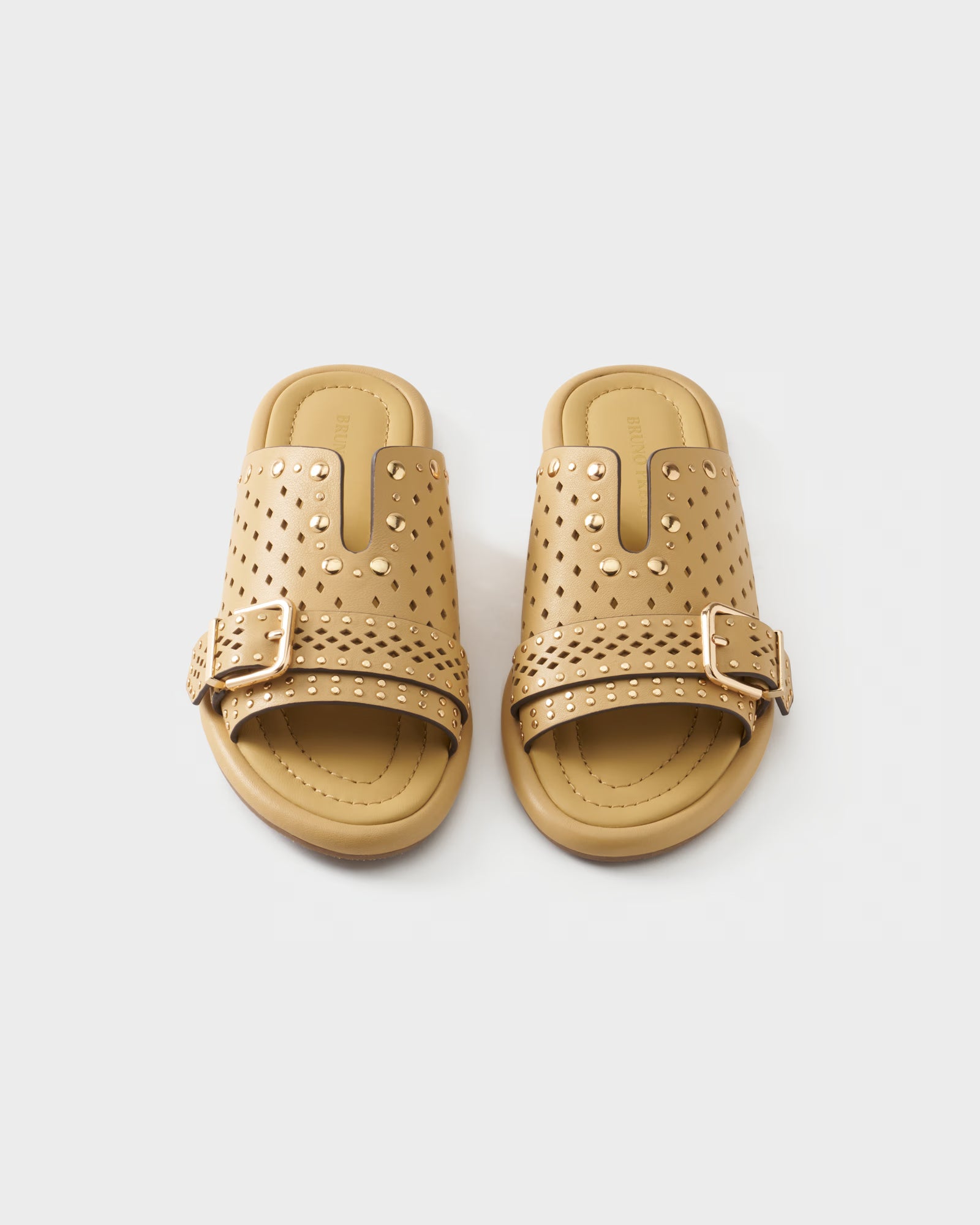 Perforated slide sandal in leather