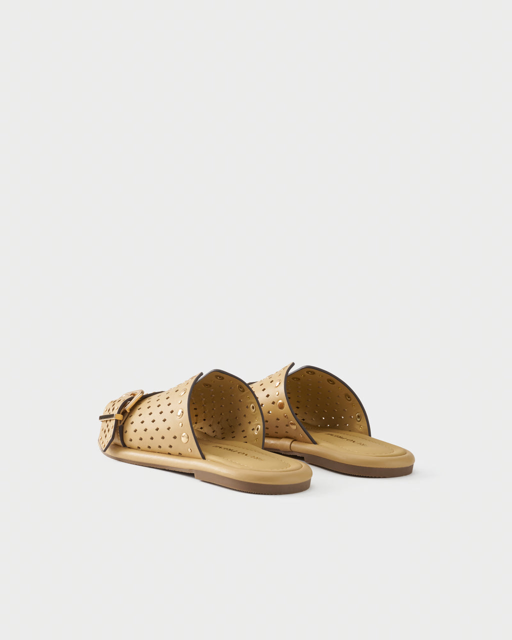 Perforated slide sandal in leather