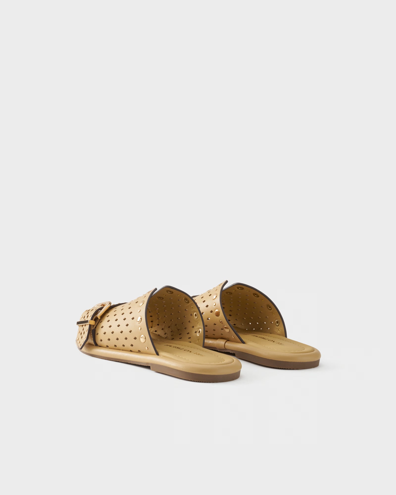 Perforated slide sandal in leather