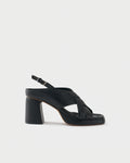 Slingback sandal in leather with block heel