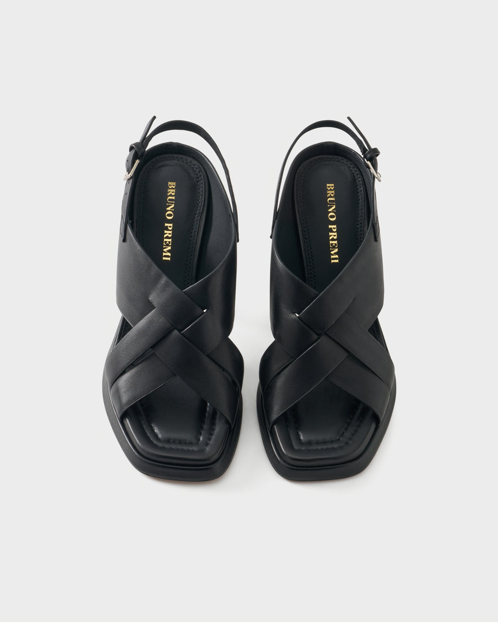 Slingback sandal in leather with block heel