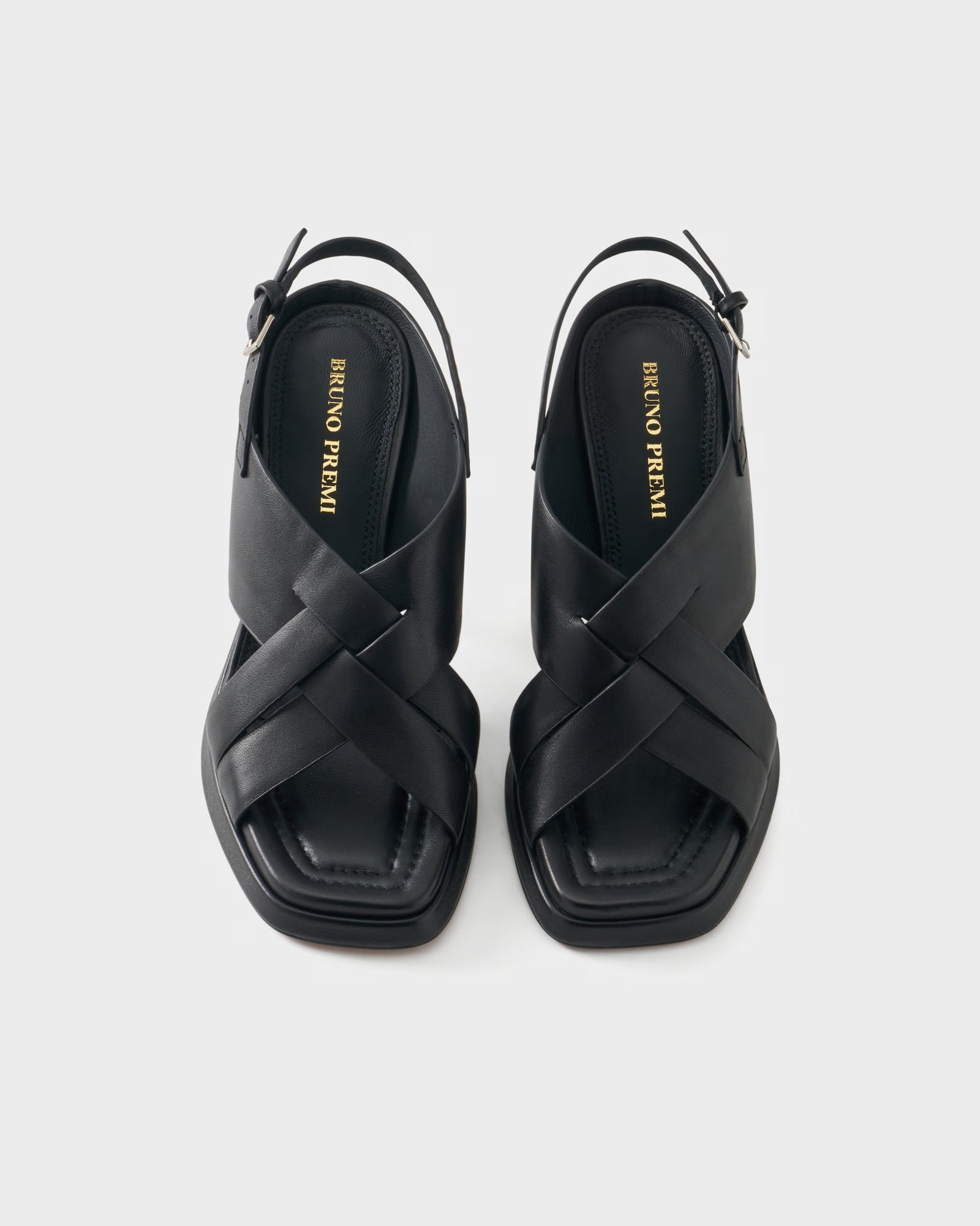 Slingback sandal in leather with block heel