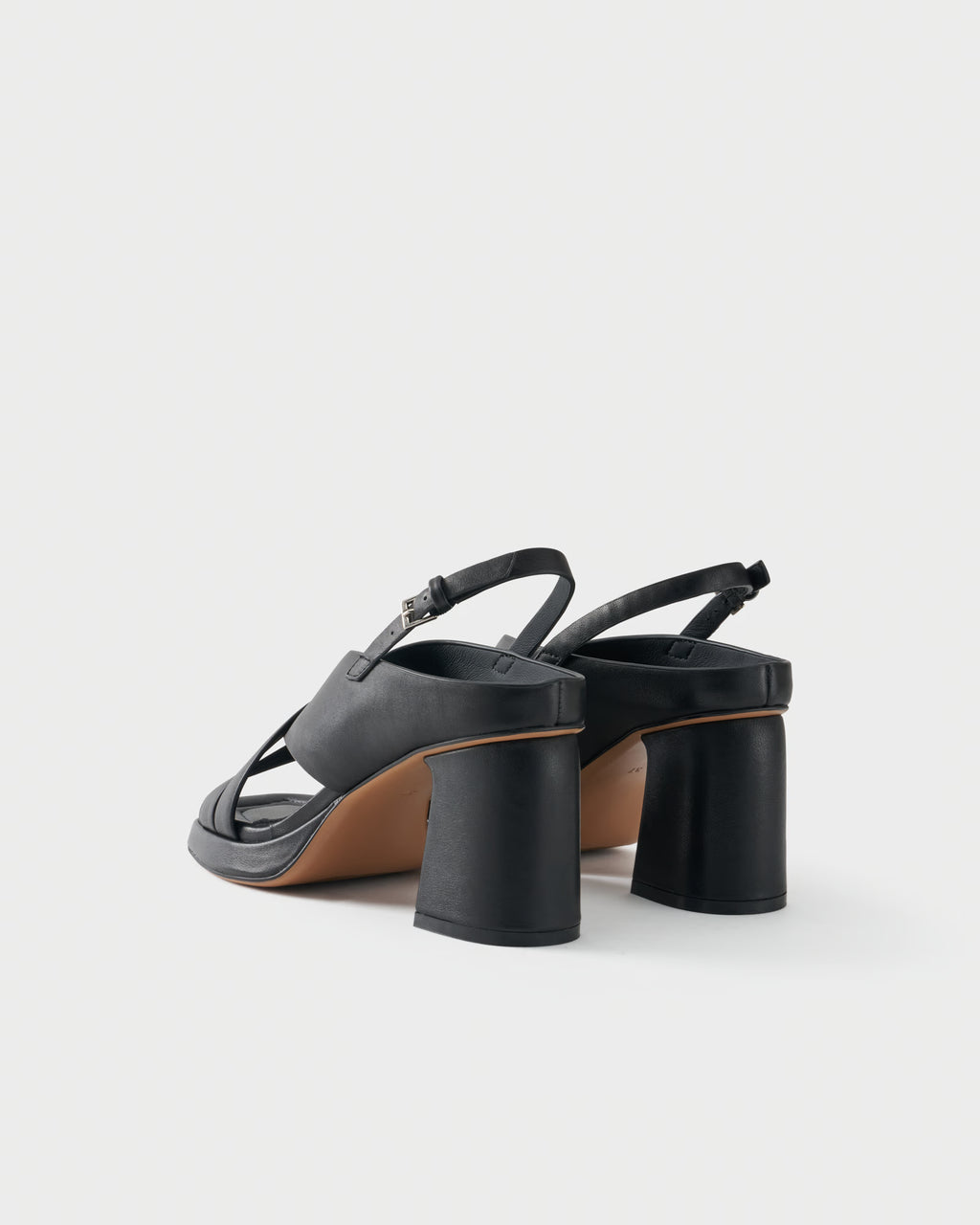 Slingback sandal in leather with block heel