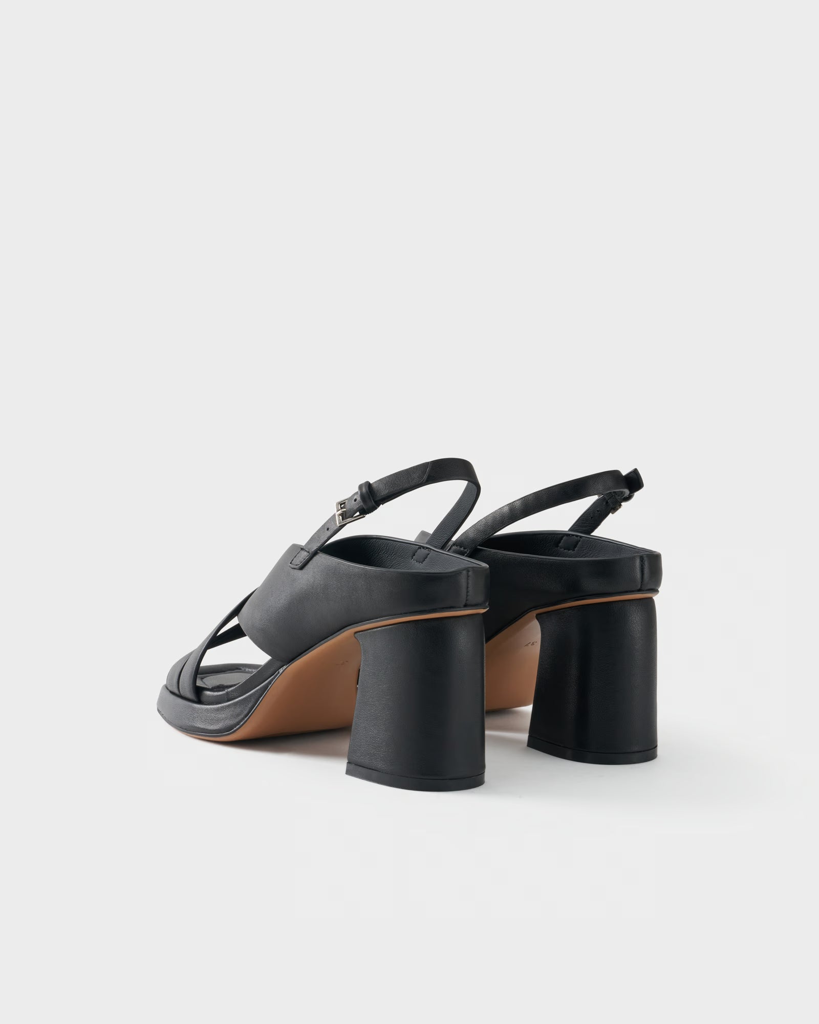 Slingback sandal in leather with block heel