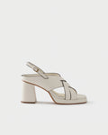 Slingback sandal in leather with block heel