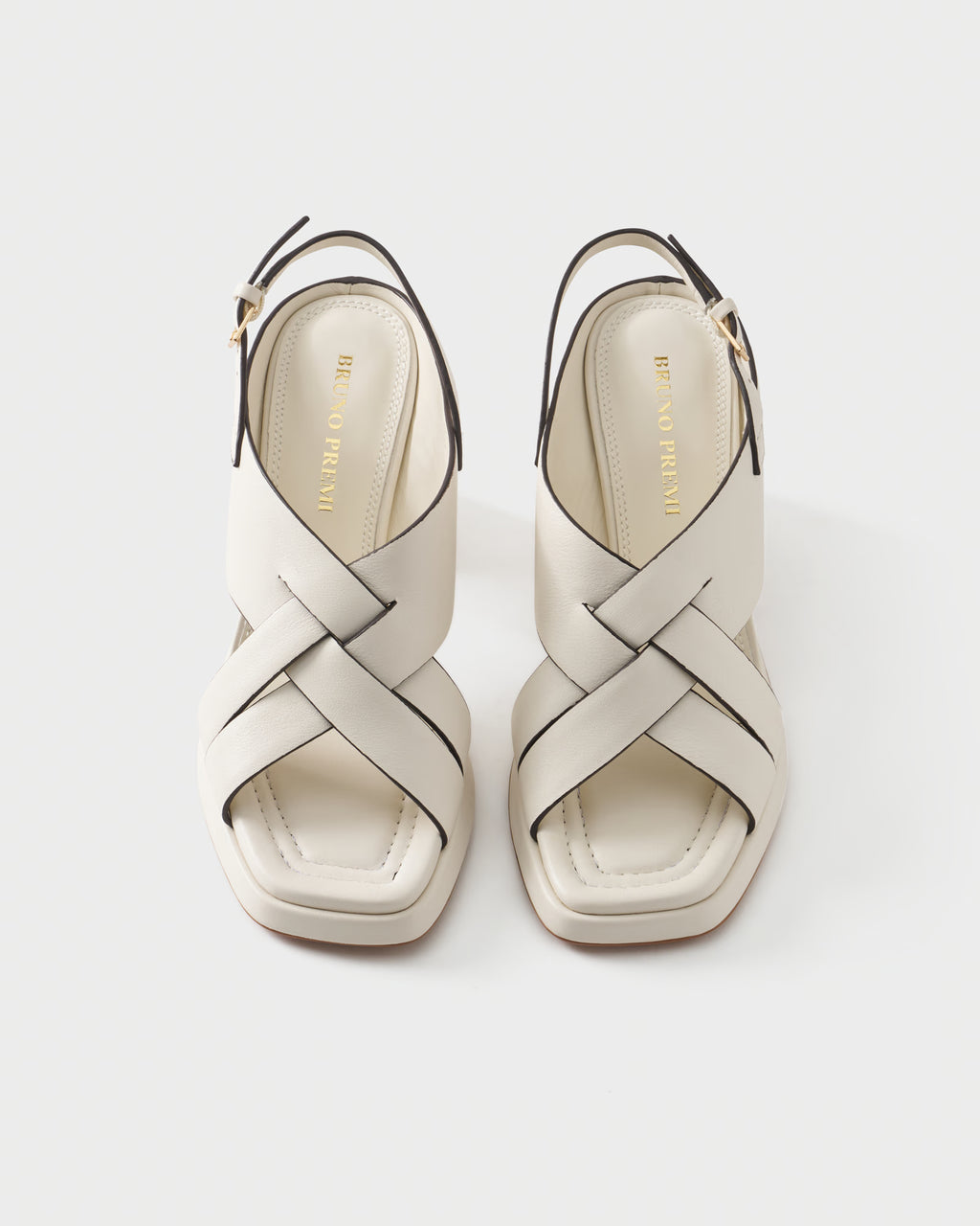 Slingback sandal in leather with block heel