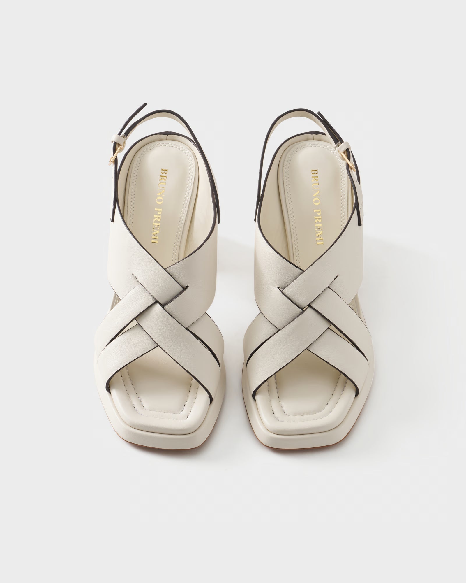 Slingback sandal in leather with block heel
