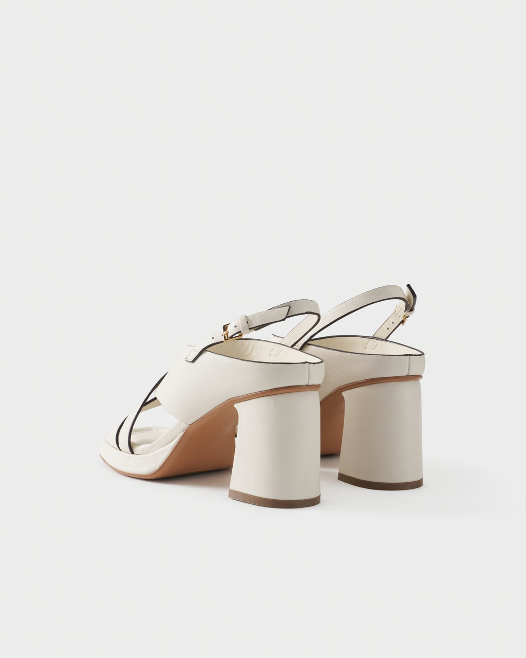 Slingback sandal in leather with block heel