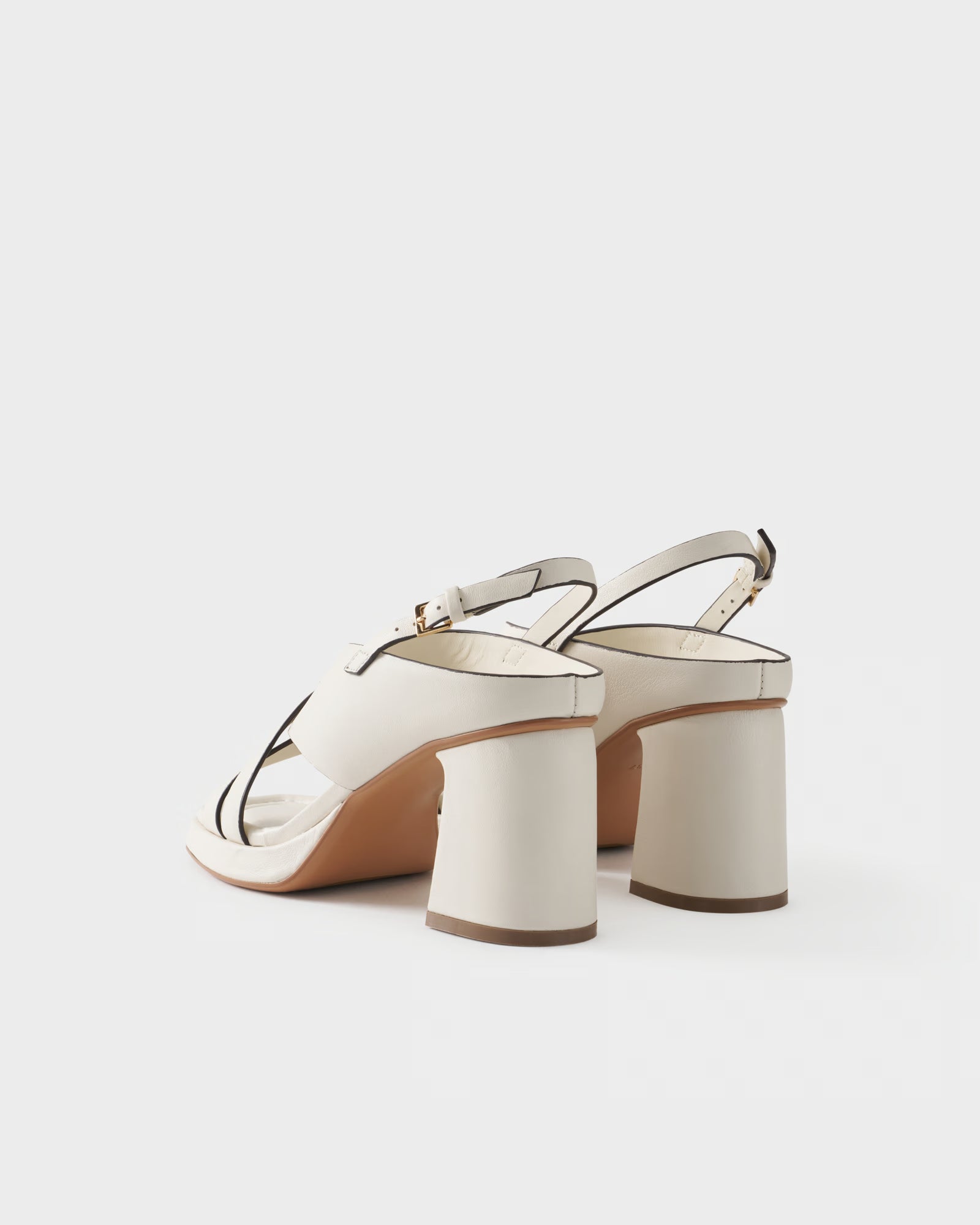 Slingback sandal in leather with block heel