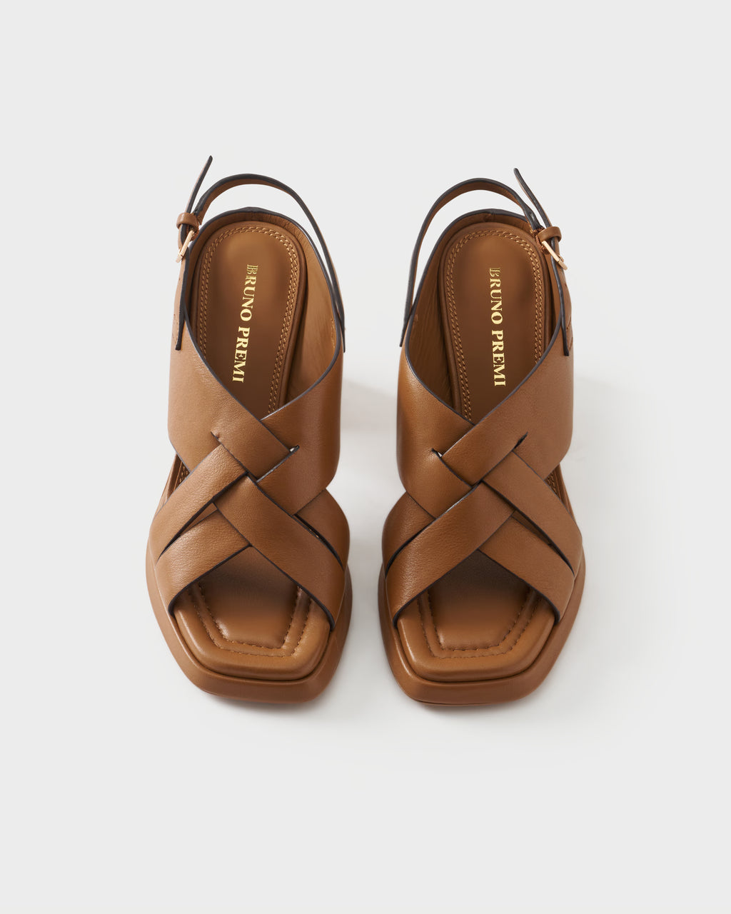 Slingback sandal in leather with block heel