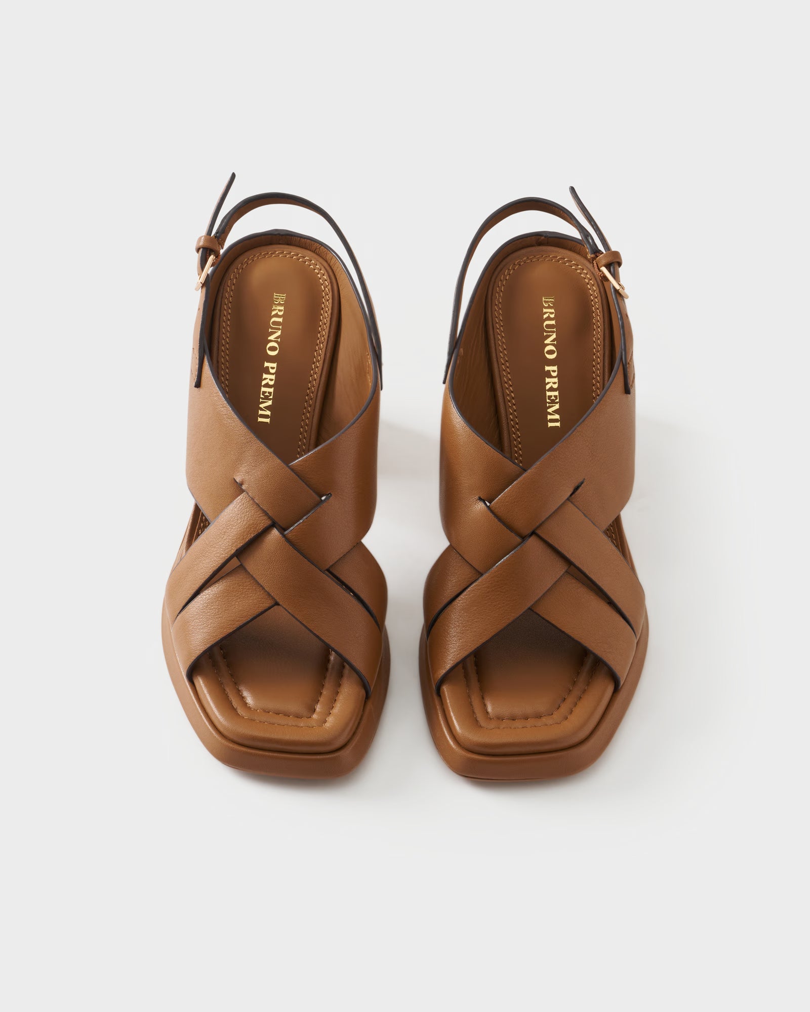 Slingback sandal in leather with block heel
