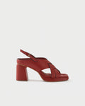 Slingback sandal in leather with block heel