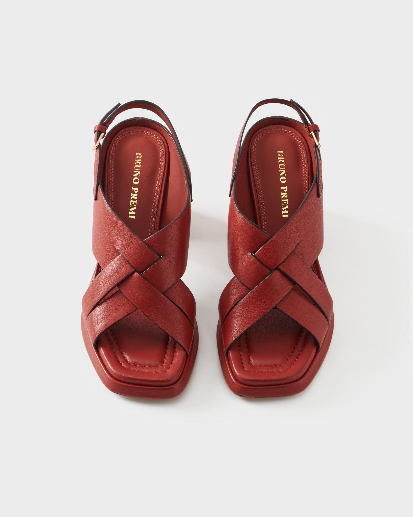 Slingback sandal in leather with block heel