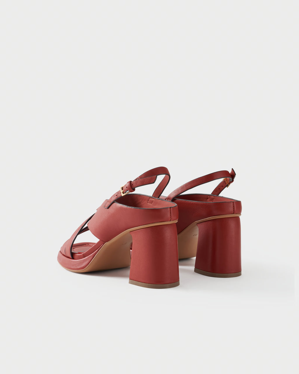 Slingback sandal in leather with block heel
