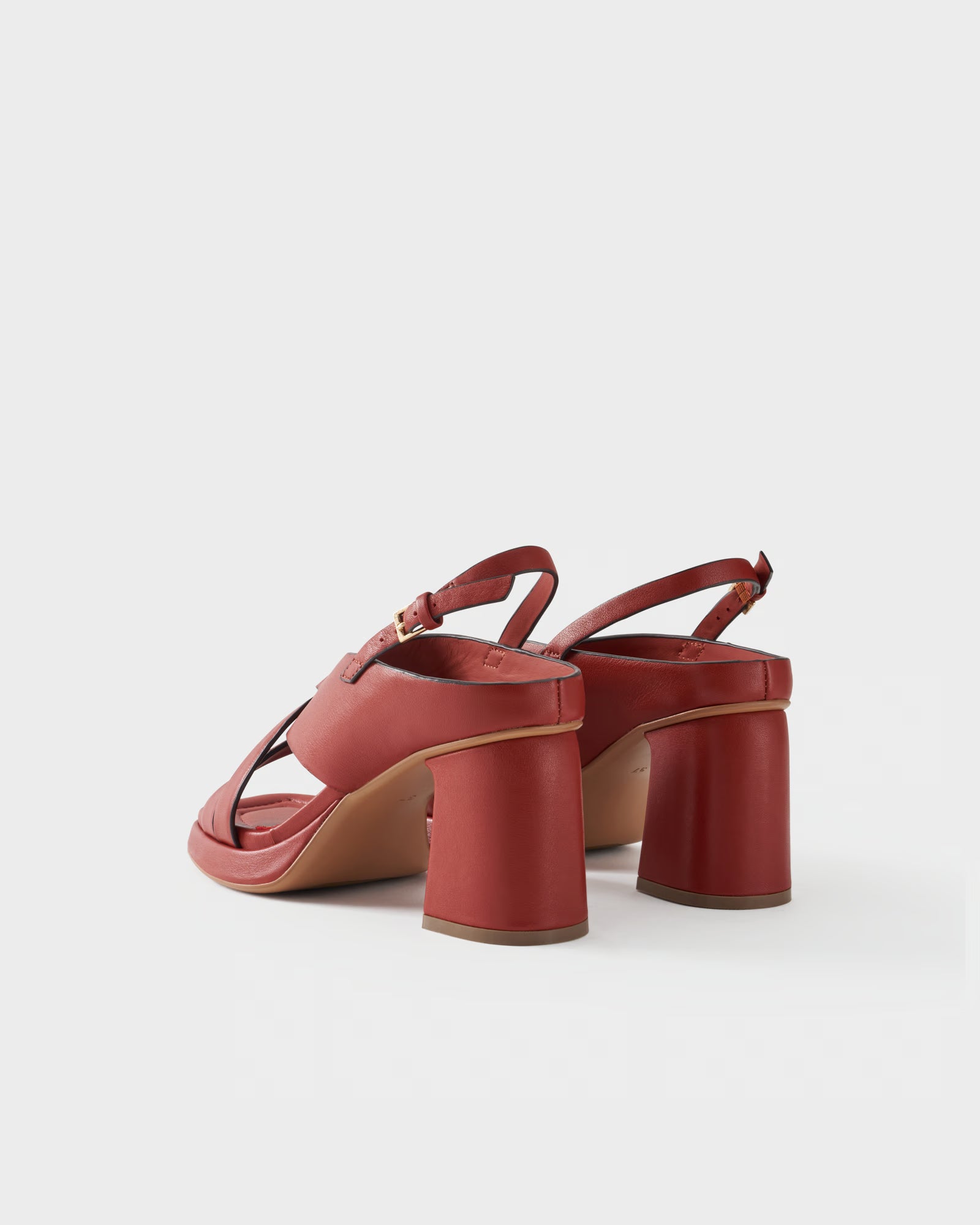 Slingback sandal in leather with block heel
