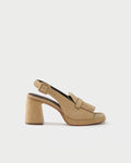 Sandalo slingback in pelle scamosciata con frange