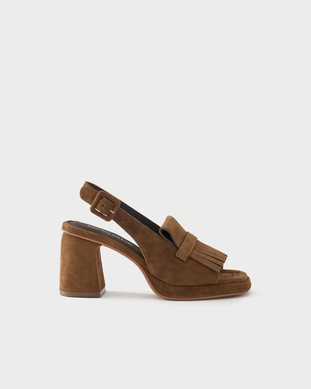 Suede slingback sandal with fringes