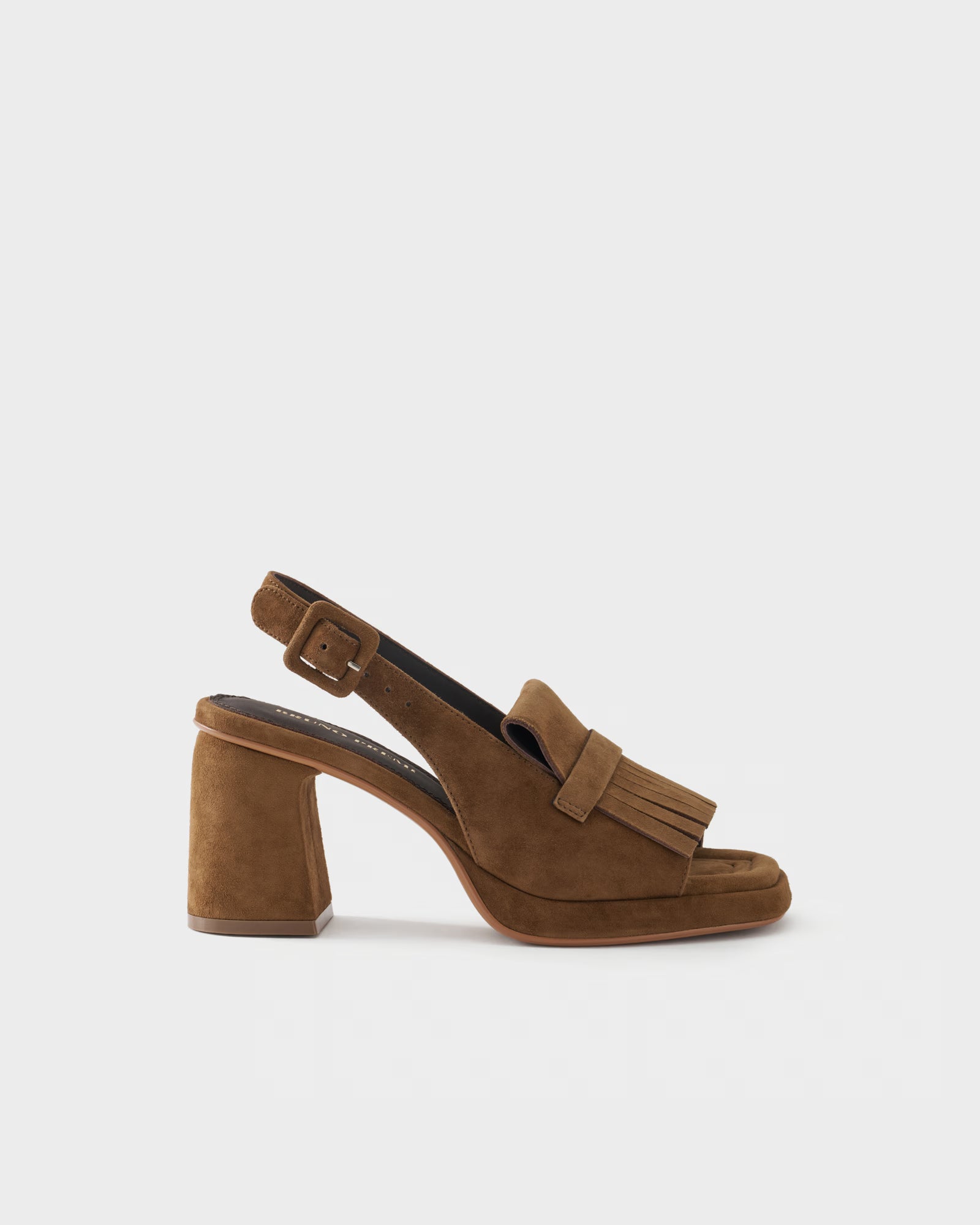 Sandalo slingback in pelle scamosciata con frange
