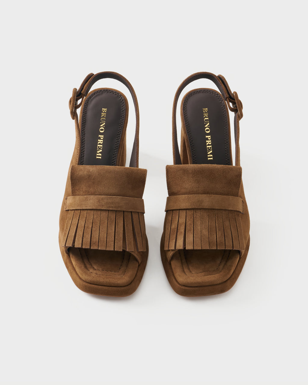Suede slingback sandal with fringes