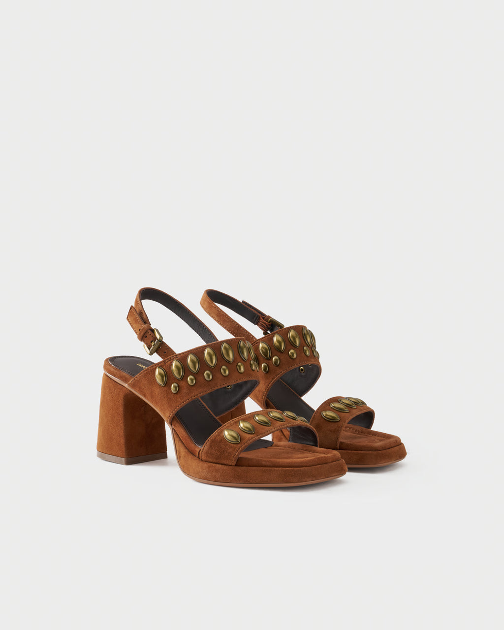 Slingback sandal in suede with studs