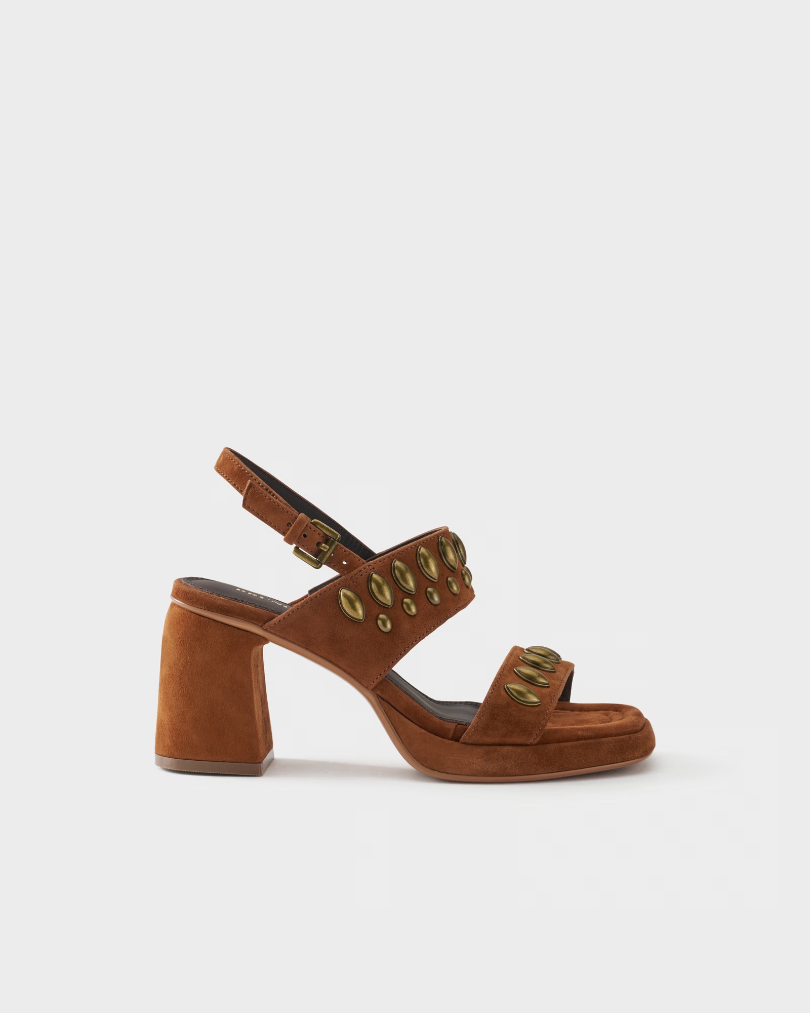 Sandalo slingback in pelle scamosciata con borchie