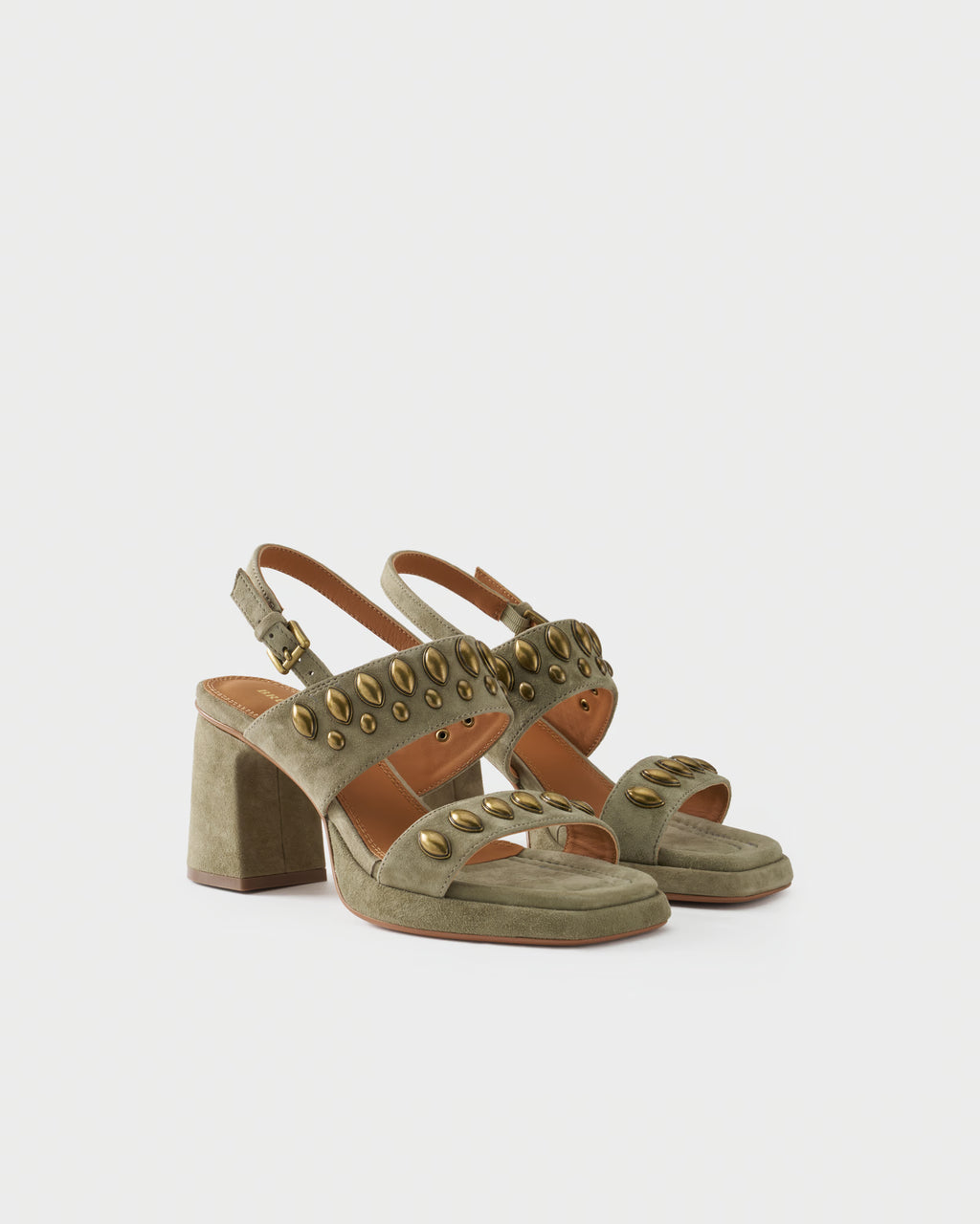 Slingback sandal in suede with studs