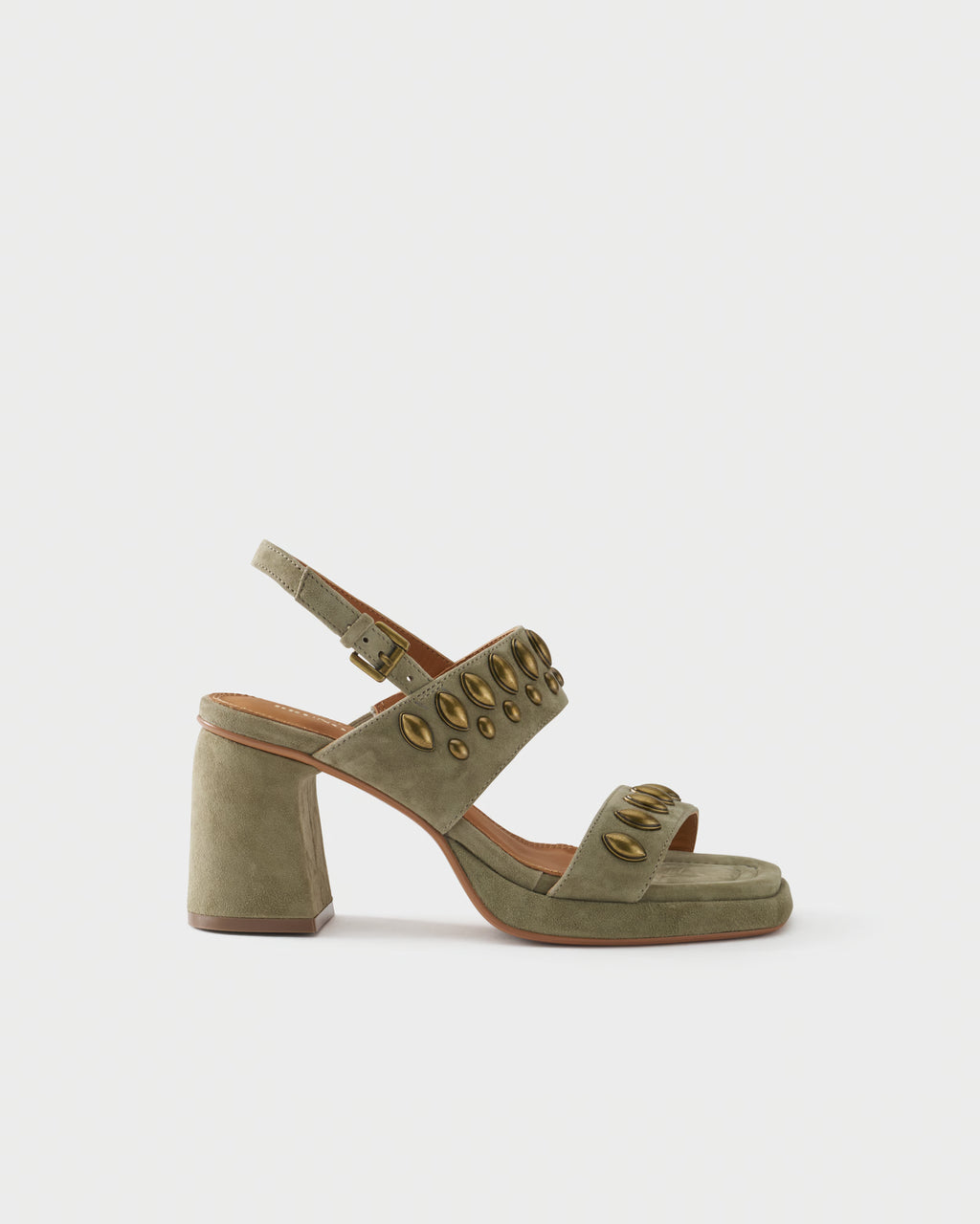Slingback sandal in suede with studs