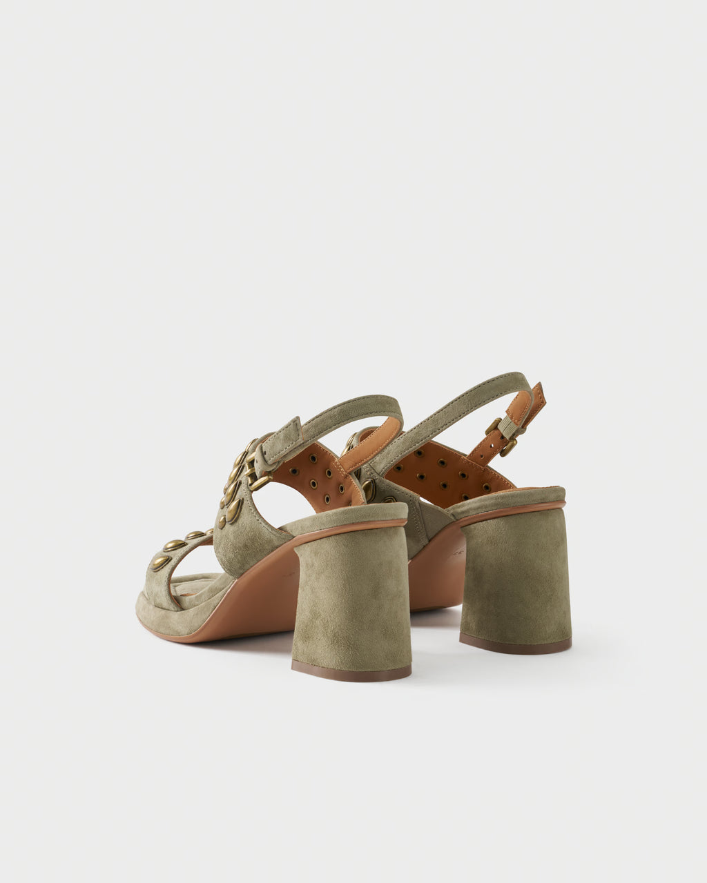 Slingback sandal in suede with studs