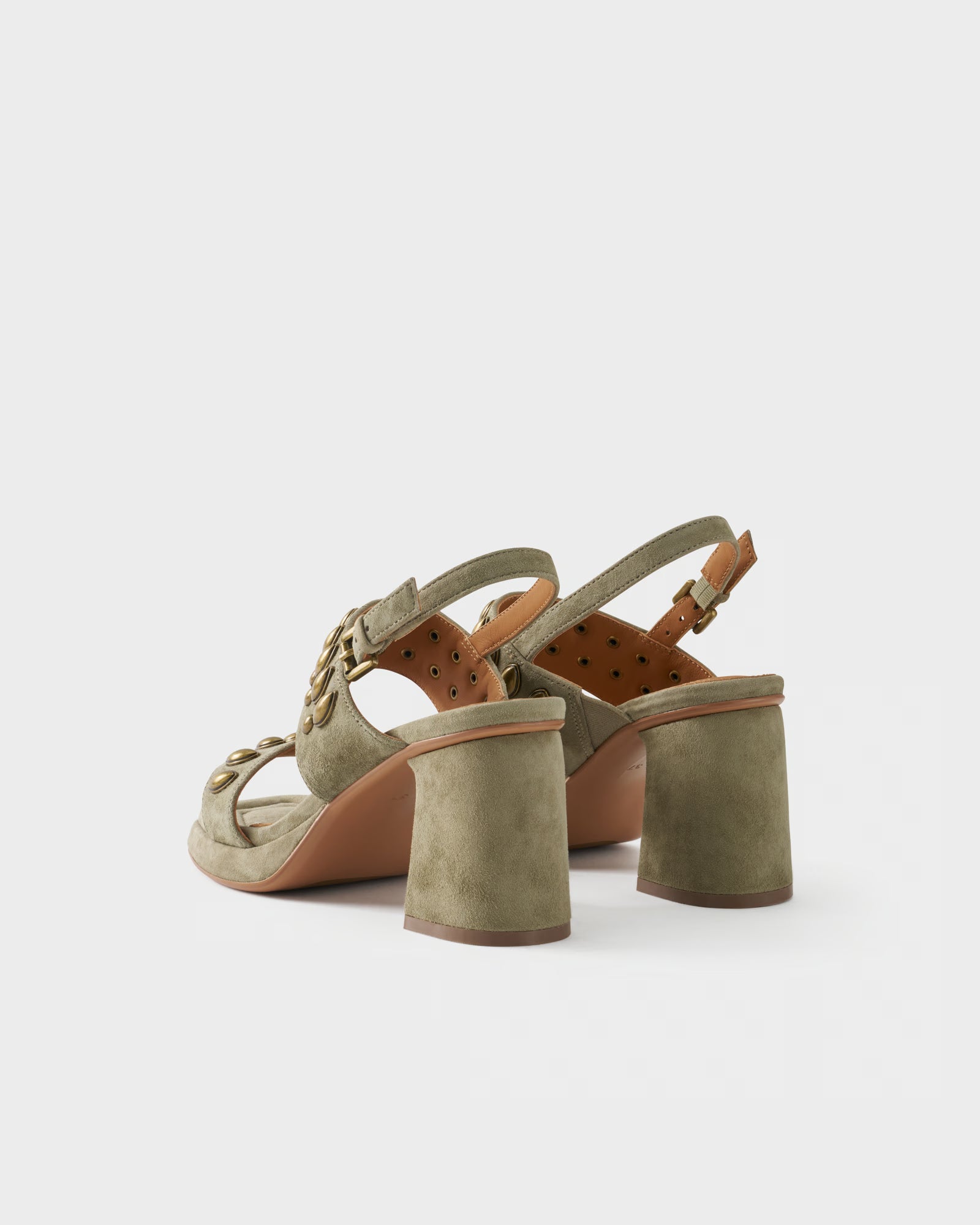 Slingback sandal in suede with studs