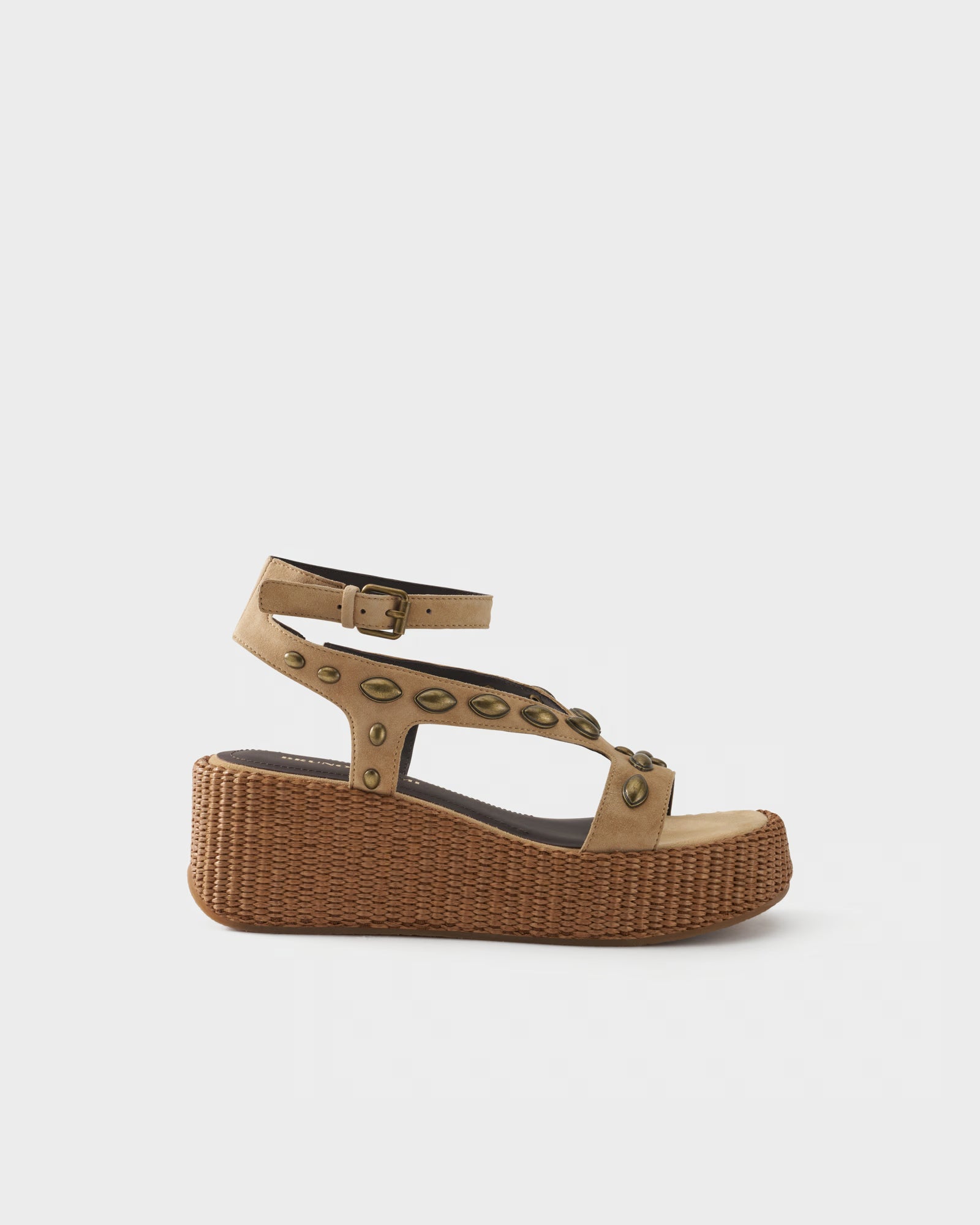 Platform sandal in suede with studs