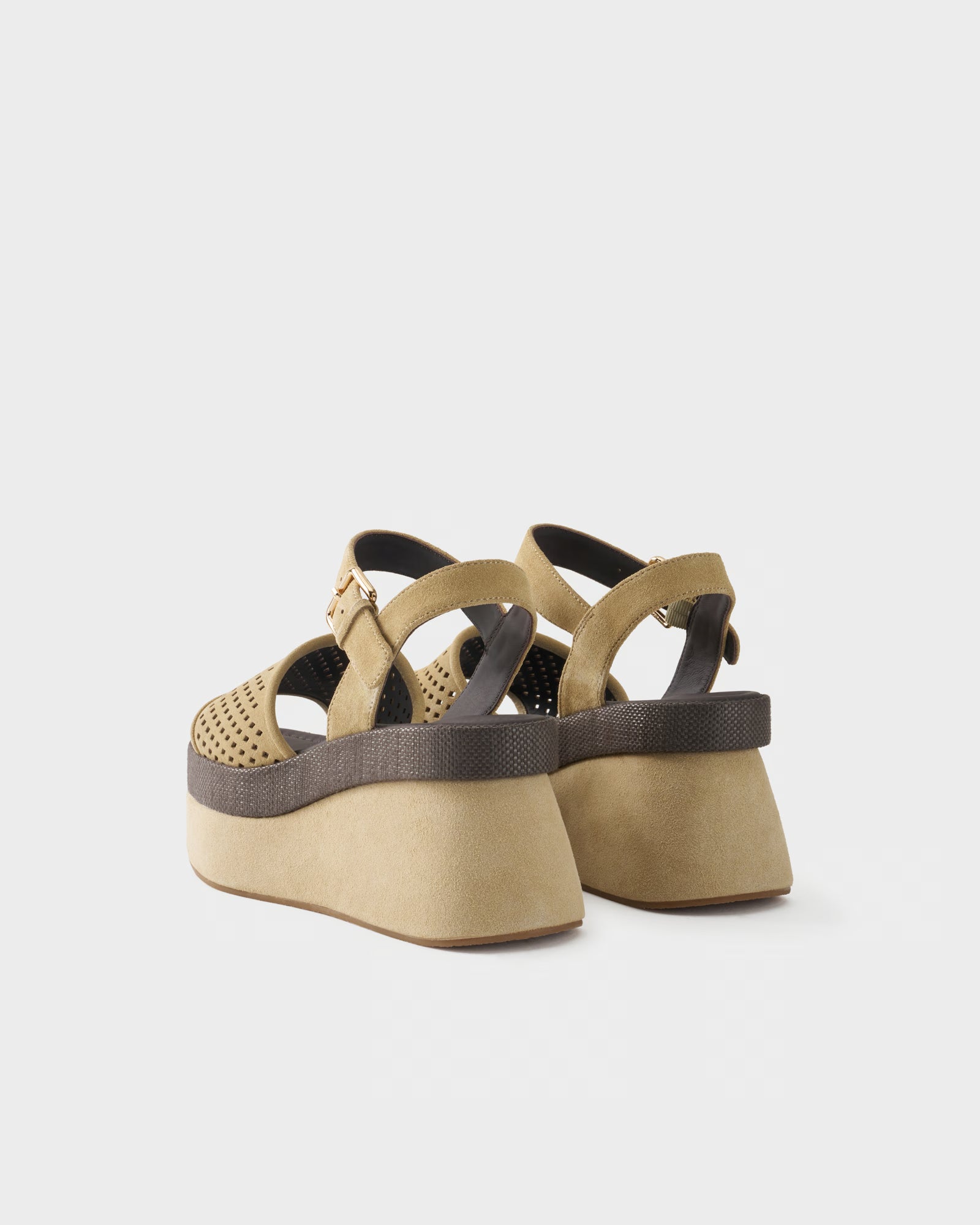 Platform sandal in suede and fabric