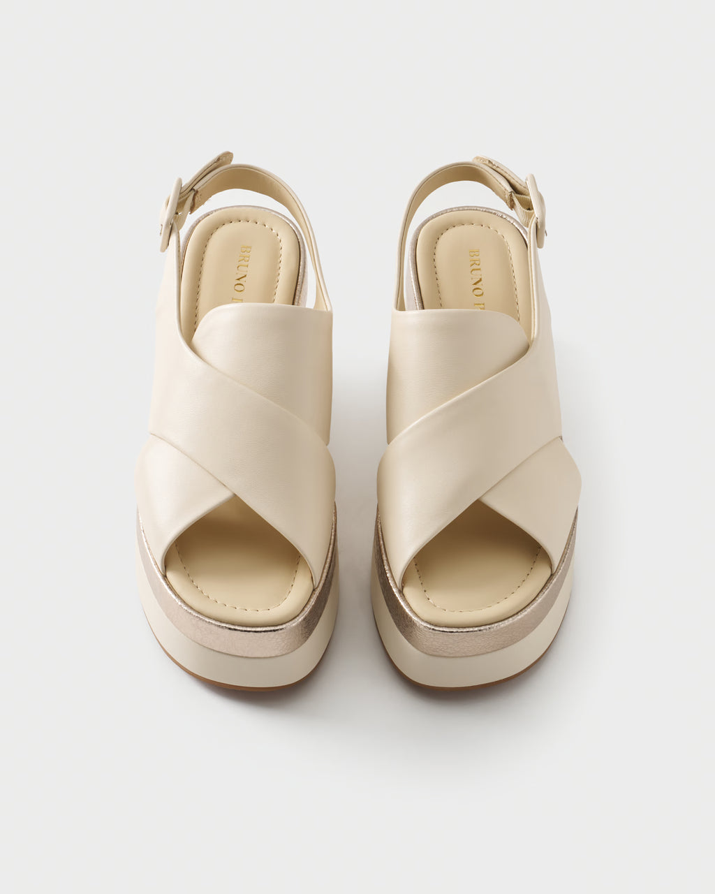 Sandalo platform in nappa e pelle metallizzata