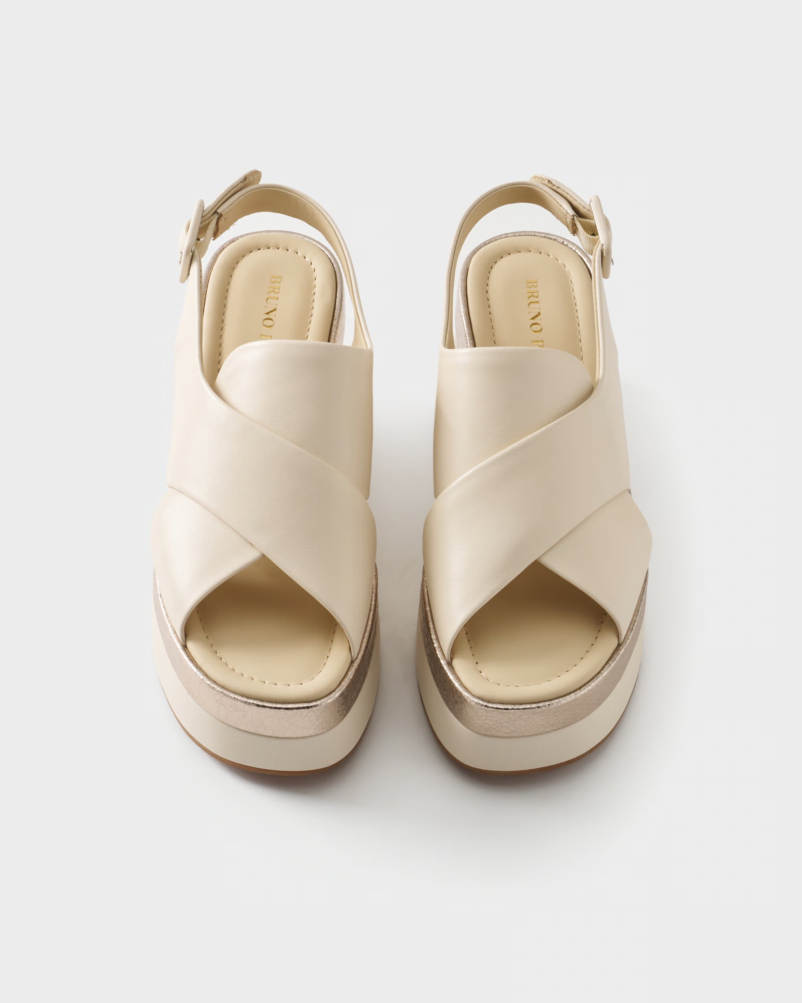 Sandalo platform in nappa e pelle metallizzata