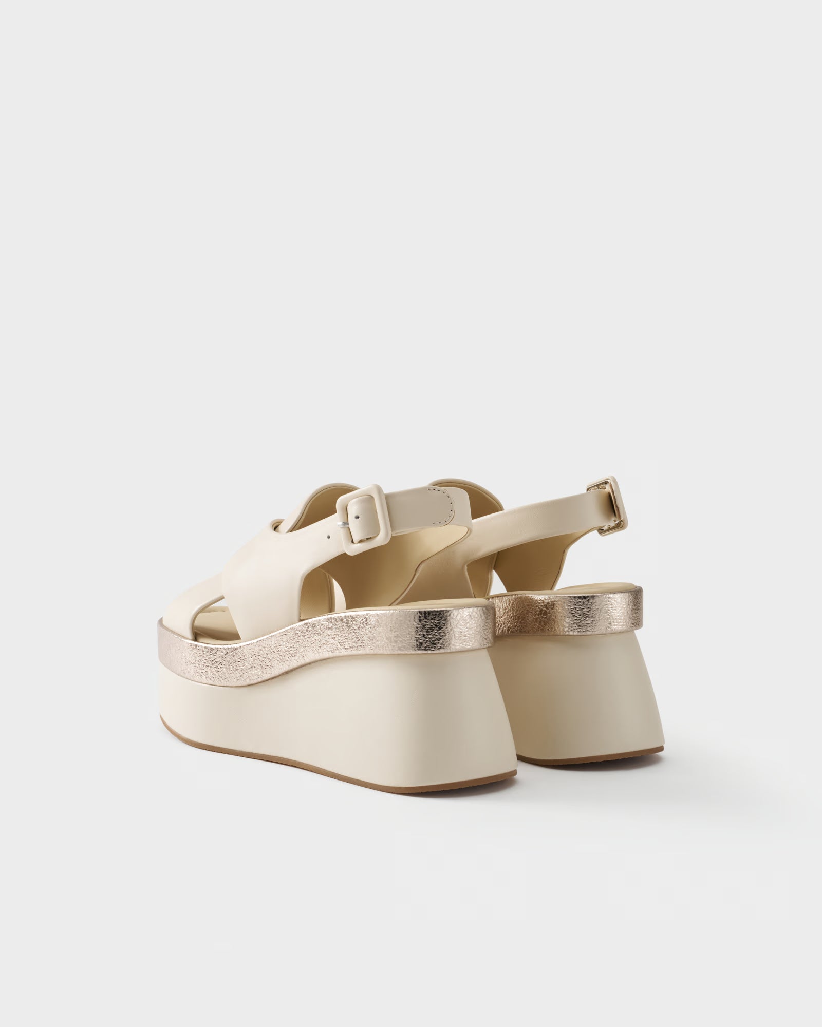 Sandalo platform in nappa e pelle metallizzata