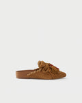 Sabot flat in camoscio con frange