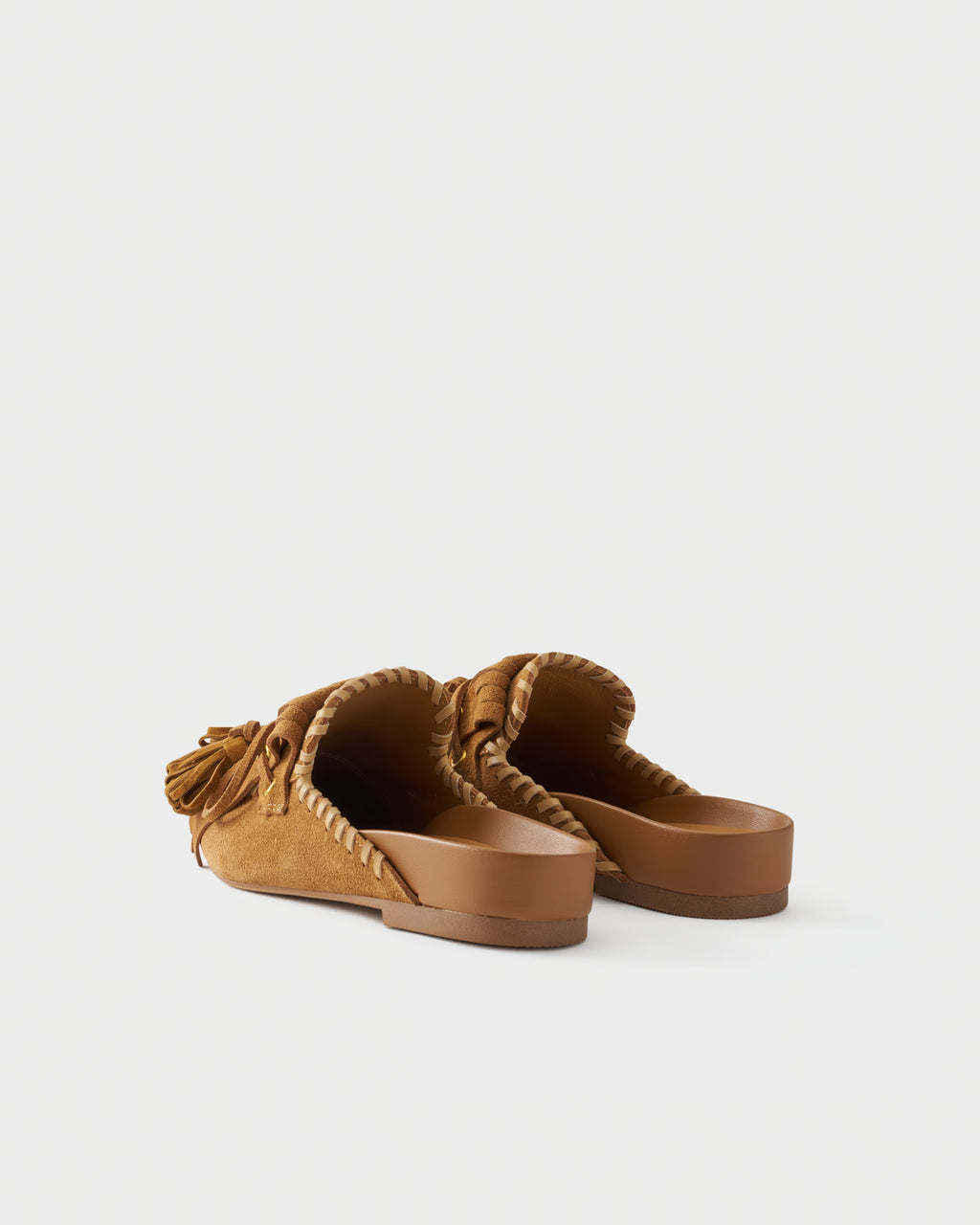 Sabot flat in camoscio con frange