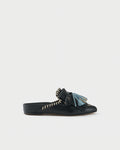 Flat mule in nappa leather with fringes