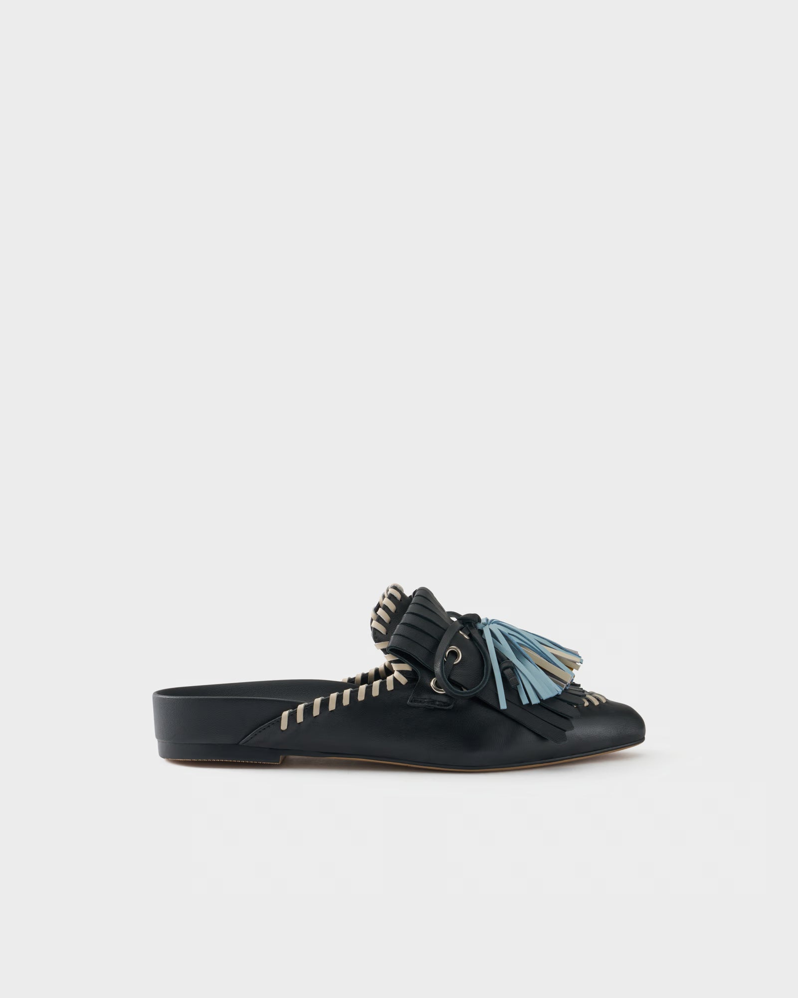 Sabot flat in nappa con frange