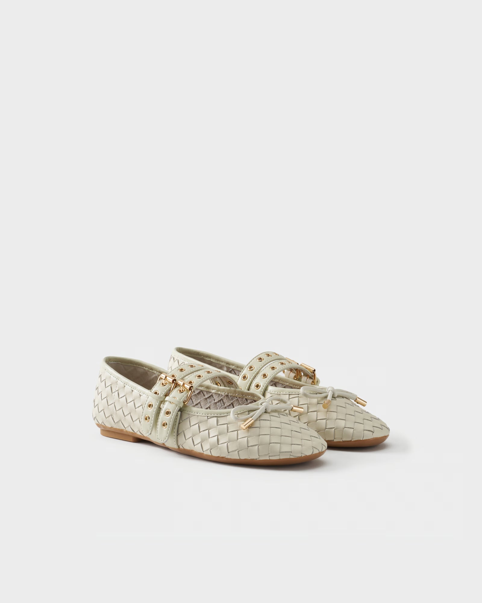Ballerina in pelle intrecciata a dama